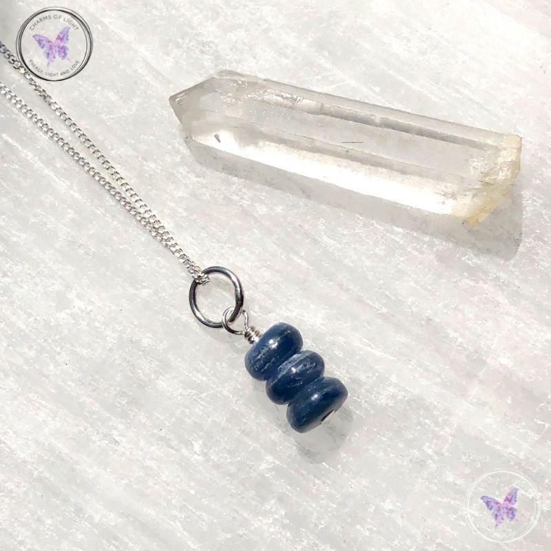 Blue Kyanite Rondelle Pendant